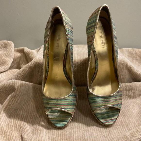 Nine West Espadrille Platform Heels, Open Toe Shoes - Picture 1 of 4
